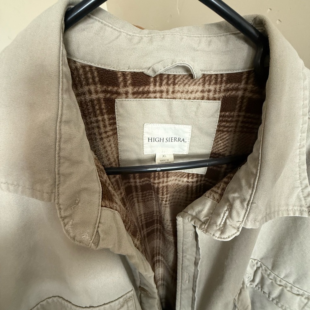 High Sierra Tan Jacket with Brown Plaid Interior